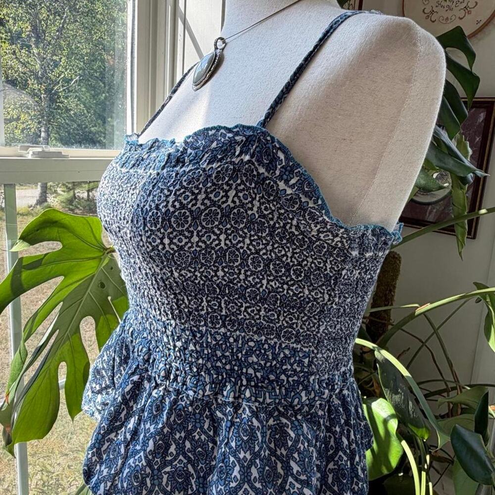 Boho Floral Ruched Ruffle Top Small - Picture 3 of 6
